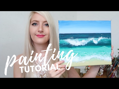 PAINTING TUTORIAL Acrylic Ocean for Beginners | Katie Jobling Art