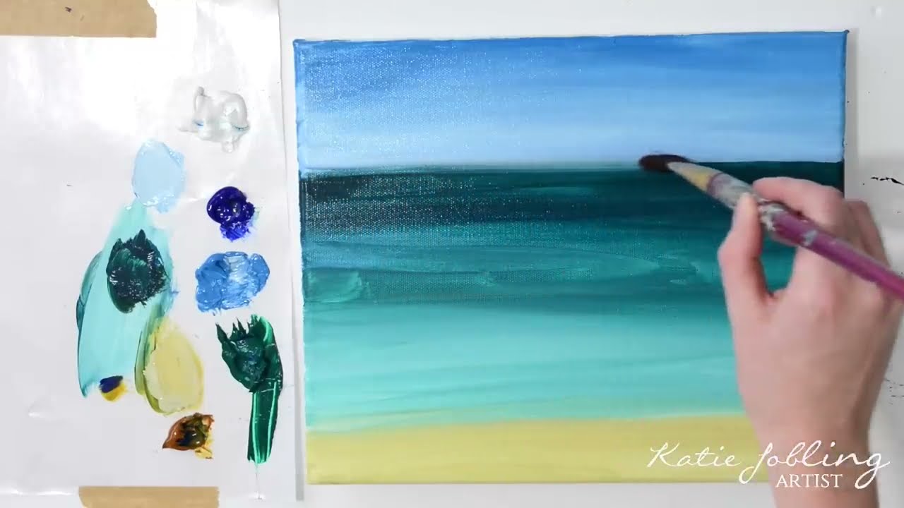 Acrylic painting beginners tutorial ocean waves by katie jobling Videos