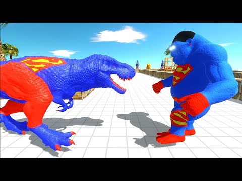 SUPERMAN T-REX vs SUPERMAN GORO DEATH RUN - Animal Revolt Battle Simulator
