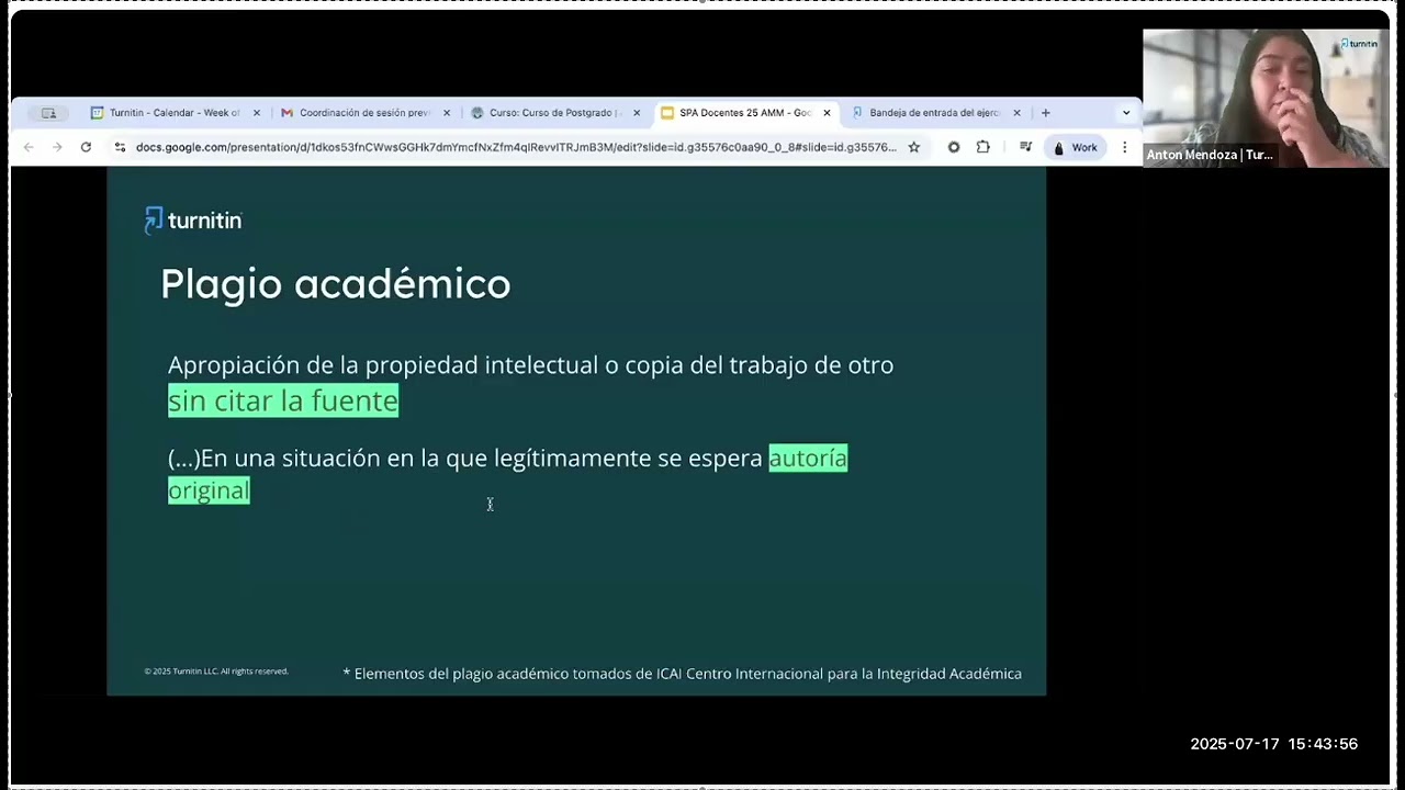 Sesión de capacitación del plugin Turnitin - parte 2