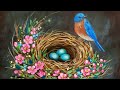 Bluebird Nest Acrylic Painting LIVE Tutorial