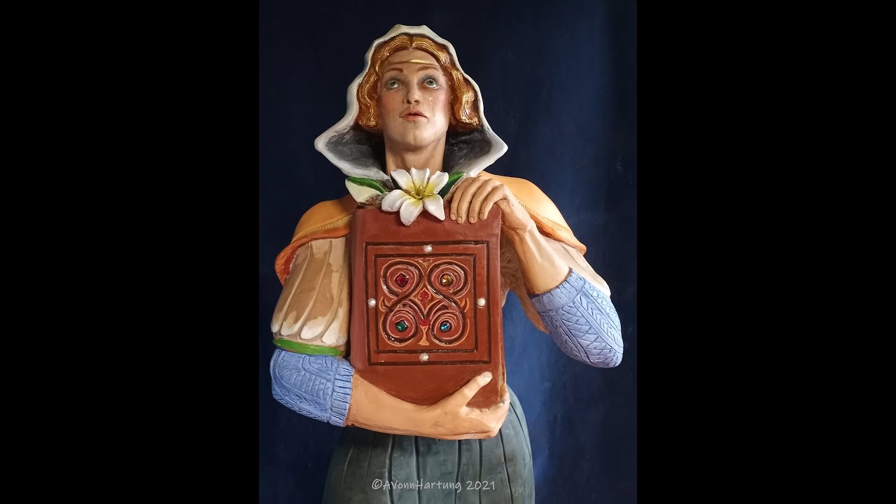 Saint Dymphna— A.Vonn Hartung explains his wood sculpture