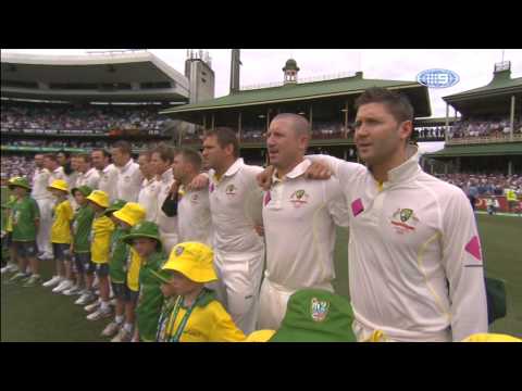 Jessica O'Donoghue sings British anthem for 5th Ashes Test at SCG. January 3, 2014.