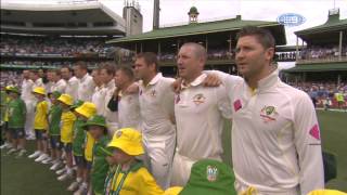 Jessica O'Donoghue sings British anthem for 5th Ashes Test at SCG. January 3, 2014.