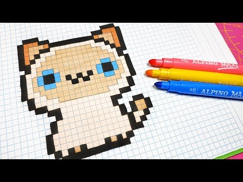 Handmade Pixel Art - How To Draw a Kawaii Cat #pixelart