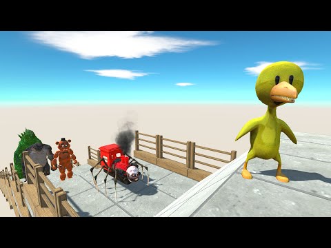 Rainbow Friends Yellow DEATH FALL - Animal Revolt Battle Simulator