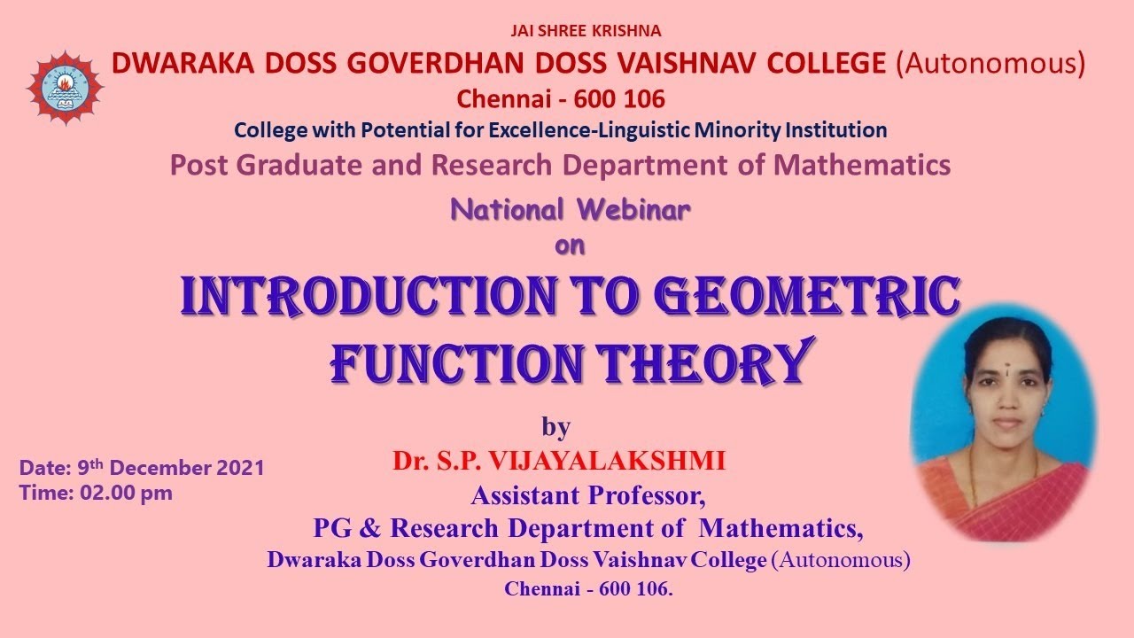 National Webinar  on  Introduction to Geometric Function Theory