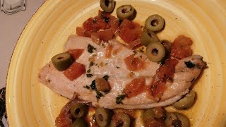 TROTA SALMONATA IN UMIDO CON POMODORI E OLIVE