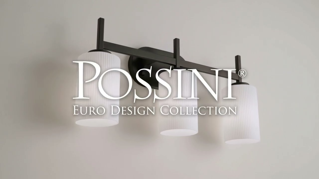 Video 1 Watch A Video About the Possini Euro Nanni Matte Black Fluted Glass 3 Light Bath Light