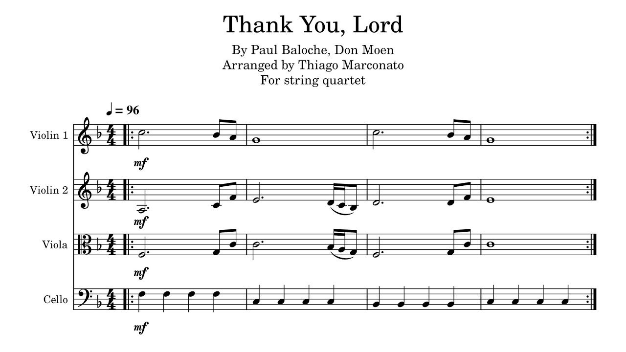 THANK YOU, LORD (Paul Baloche & Don Moen) | String quartet