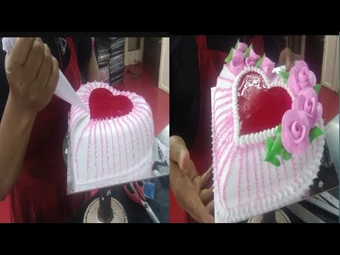 How to make |Heart Shape cake for Birthday |cream cake recipe eggless |Heart Shape cake design#viral