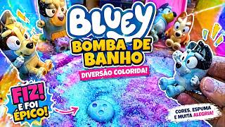 BLUEY BOMBA DE BANHO! 💥🌈 Diversão Colorida na Piscina