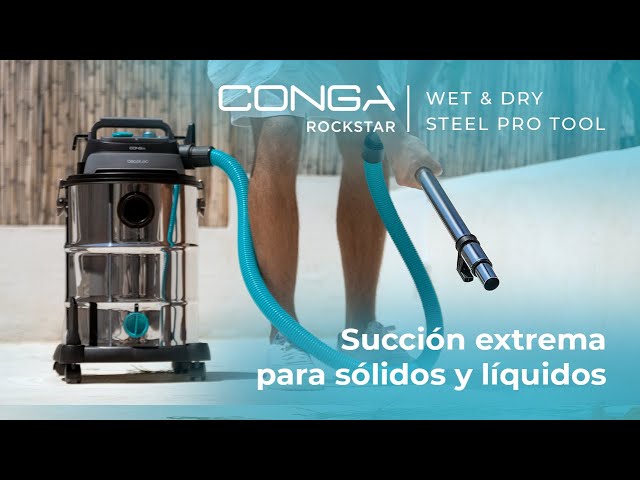 Aspiradora de tambor Cecotec Conga Rockstar Wet & Dry Steel Pro Tool 1600W Blowing System tanque acero inoxidable video