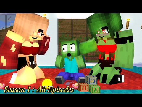 Monster School : Poor Bad Baby Zombie Season 1 All Episodes - Sad Story - Minecraft Animation