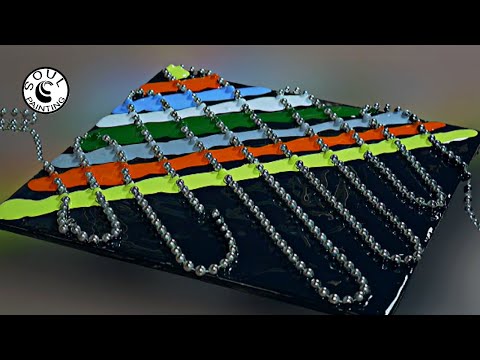 RAINBOW ZIGZAG | Soft Colors - Pearl Chain Pull Painting | Fluid Art for Beginners