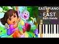 Dora The Explorer Theme Song FAST Both Hands Easy Piano Tutorial