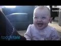 Baby Girl Laughing Hysterically at Dog Eating ...