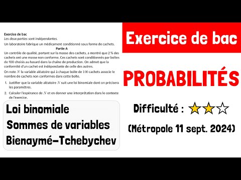 Exercice de bac : Probabilités (Métropole 11 septembre 2024 Sujet 2)