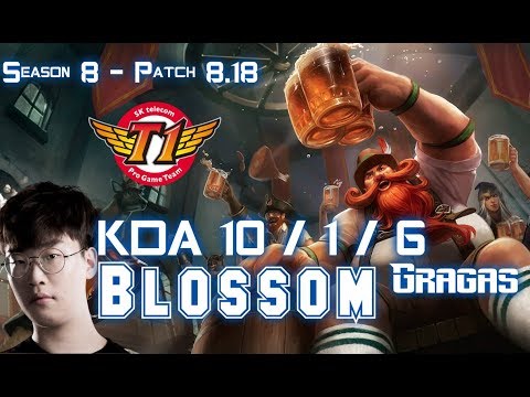 SKT T1 Blossom GRAGAS vs LEE SIN Jungle - Patch 8.18 KR Ranked