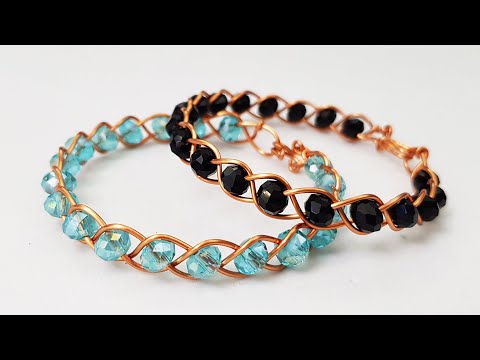 3 Strand Braid bracelet from copper wire and small crystal - How to make handmade jewelry 488