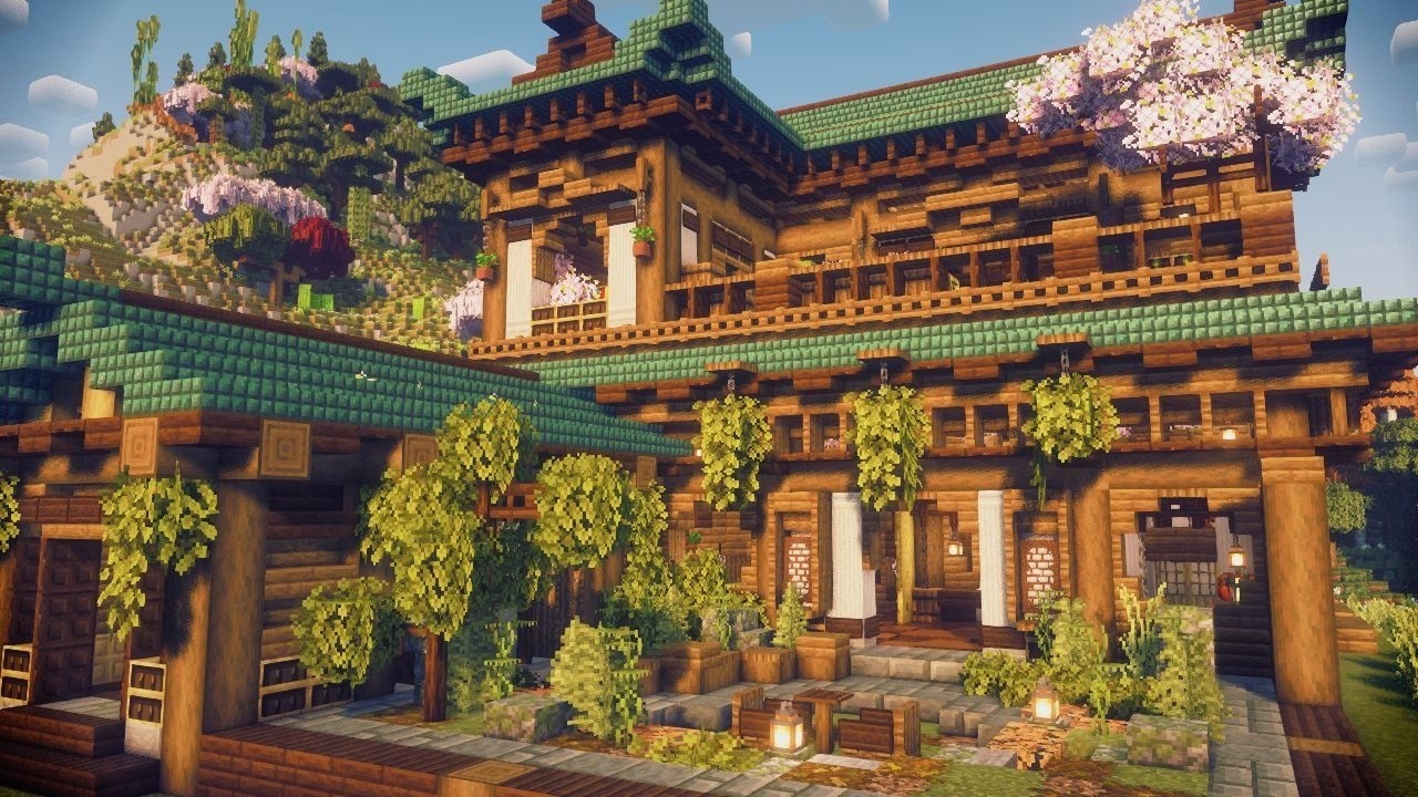 【Minecraft】How to Build a Big Chinese House (With Interior)
