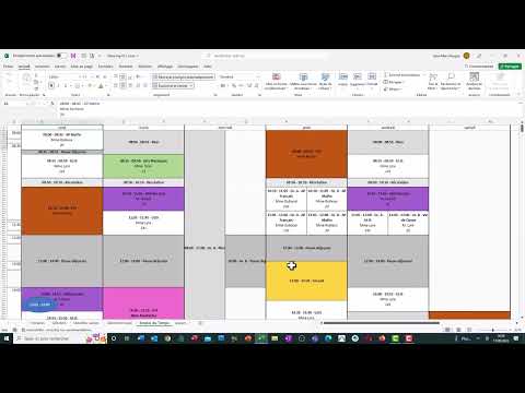 Créer facilement un emploi du temps ou planning graphique avec Excel.