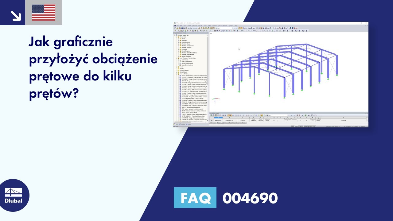 [EN] FAQ 004690 | Jak graficznie przyłożyć obciążenie prętowe do kilku prętów?