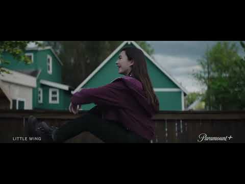 Little Wing 2024 official trailer frame: Kaitlyn (Brooklynn Prince) and a racing pigeon silhouetted against Portland light