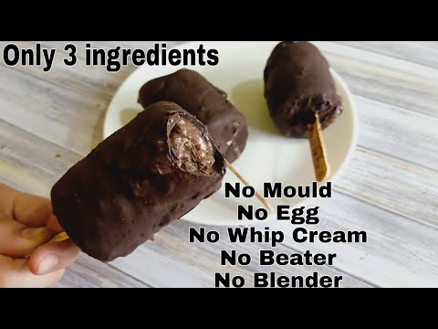 3 Ingredient Choco Bar Ice Cream In Lock-Down Without Mould,Whip Cream,Beater|चॉकोबार बनाए 3 चीजो से