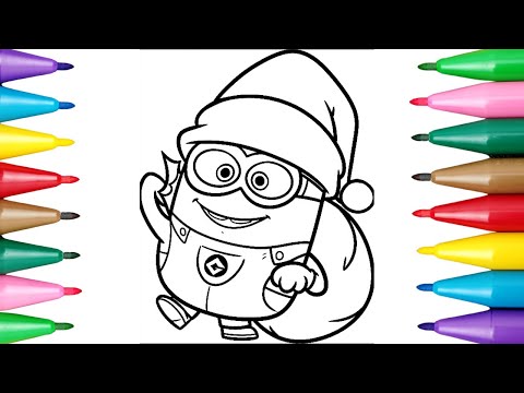 Coloring Minions Christmas ,And Learn Colors for Kids | Educational Videos For Kids ,Coloring Pages