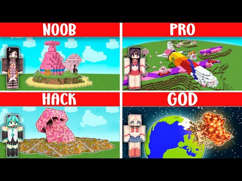 EPIC Minecraft Bomb Room Build Challenge: Noob vs Pro vs Hacker vs God