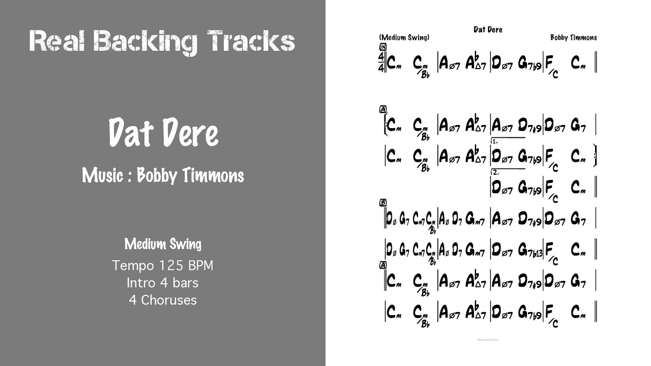 Dat Dere - Real Jazz Backing Track - Play Along
