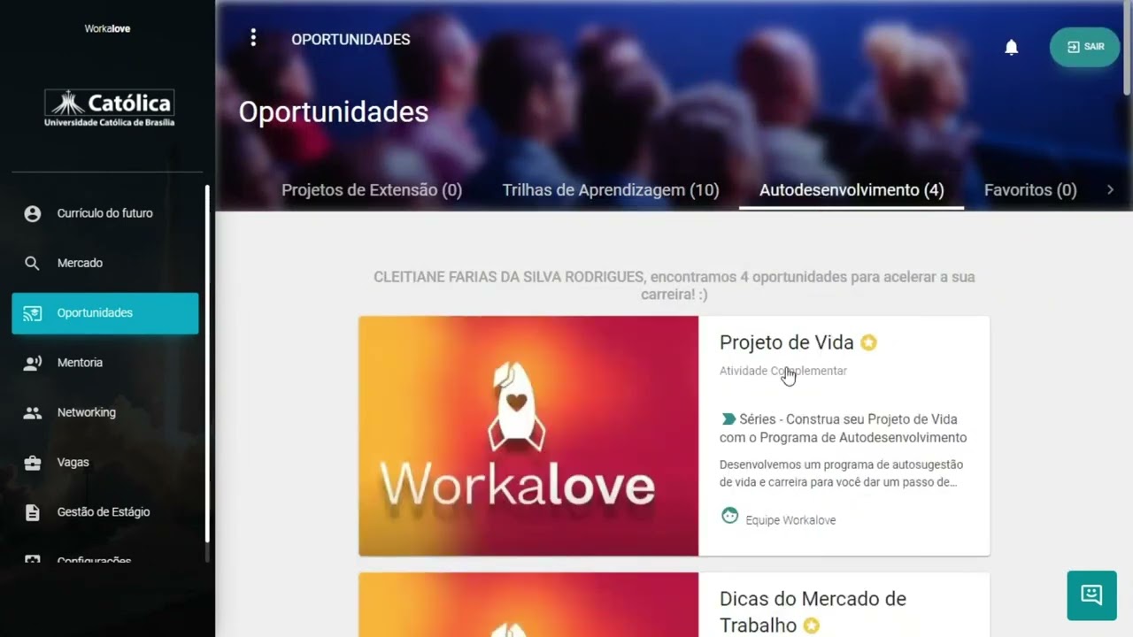 Vídeo tutorial - Plataforma de Carreira (estudante)