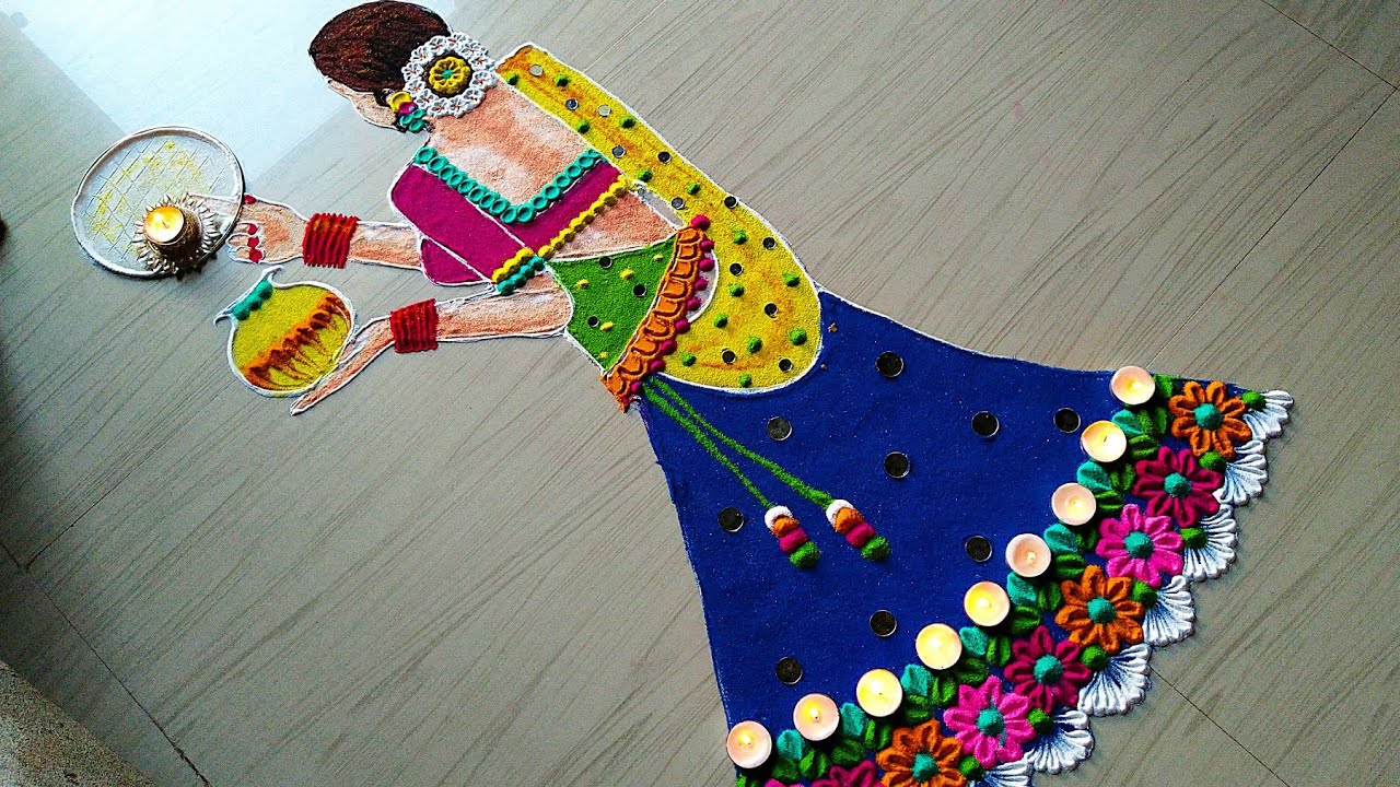 Rangoli competition design cute girl by jyoti rathod