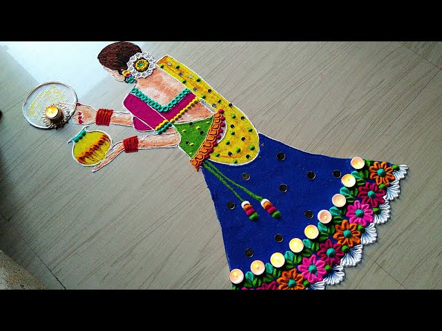 Rangoli competition design cute girl by jyoti rathod