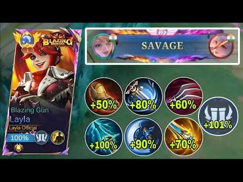 SAVAGE!! LAYLA 100% BEST DAMAGE BUILD AND EMBLEM!! (layla best build 2025) - MUST TRY! - MLBB