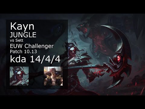 Kayn vs Sett Jungle - EUW Challenger 14/4/4 Patch 10.13 Gameplay