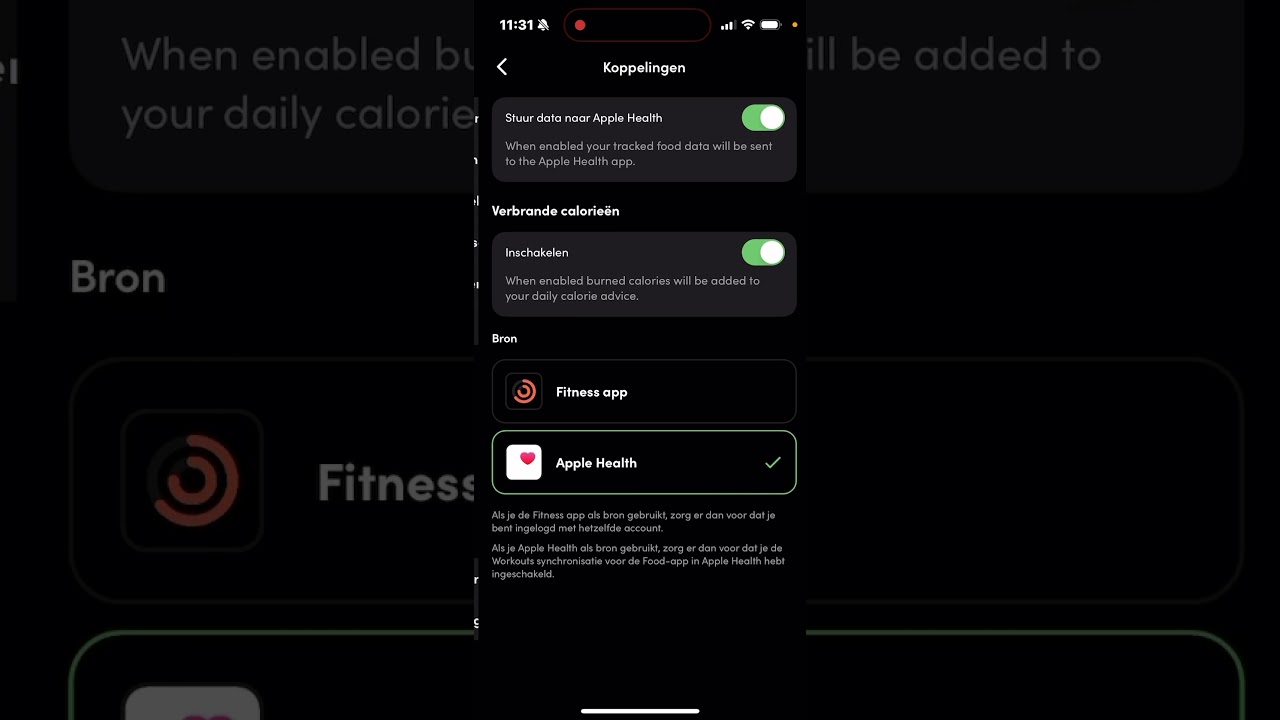 Instellingen koppelingen summer-winter body Challenge JustMove iPhone ZONDER Sporthorloge