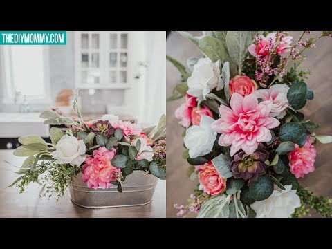Part of a video titled DIY Faux Flower Arrangement | Cheap & Easy! - YouTube