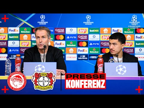 Pressekonferenz mit Ibrahim Maza & Kasper Hjulmand | Olympiakos Piräus 🆚 Bayer 04 | Champions League