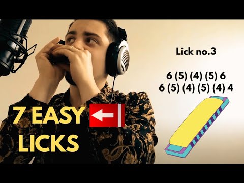 7 EASY harmonica LICKS! & TABS (12 bar blues)
