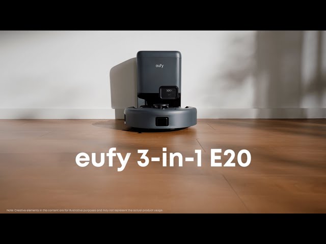 Robot Aspirador eufy E20 3 em 1 com esvaziamento automático e 30000 Pa, filtragem 5 etapas, Pro-Detangle Comb video