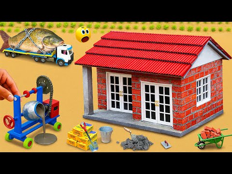 Lightning Strikes the Antenna ⚡ DIY Mini Tractor Builds a Smart Modern Brick House | Science Project