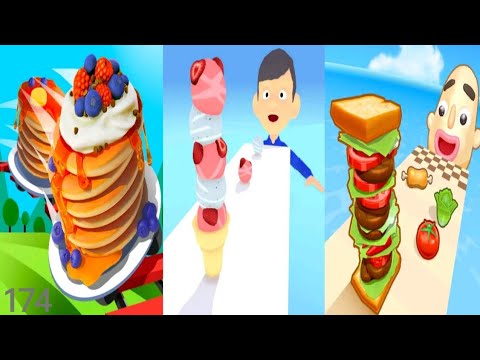 Pancake Run vs Ice Cream Run vs Sandwich Runner - Triple Gameplay 174 (Android/iOS).