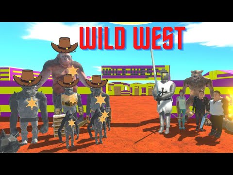 ALL HUMANS + FANTASY GANGSTER ATTACK PRIMATES SHERIFF IN WILD WEST - ANIMAL REVOLT BATTLE SIMULATOR
