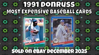 1991 Donruss Most Expensive eBay Sales Baseball Cards - December 2025