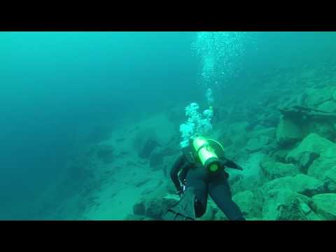 Deb and Drew diving at Fortune Pond Michigan May 12, 2017