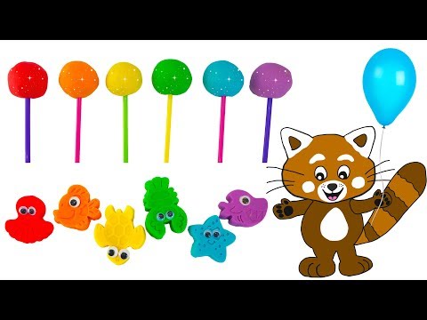 Pukkins gör havsdjur i lera - Rolig lek med leksaker för barn -Lär dig svenska på vår barnkanal