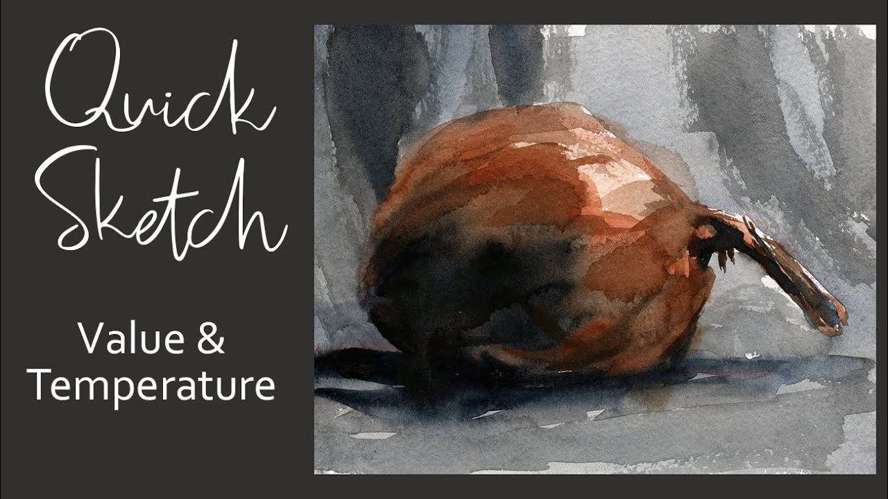 Quick Sketch! - Watercolor Painting of an Onion with Just 2 Colors