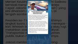 Purbaya Ogah Ikut Restrukturisasi Utang Whoosh, Jokowi: Transportasi Umum Bukan Cari Laba
